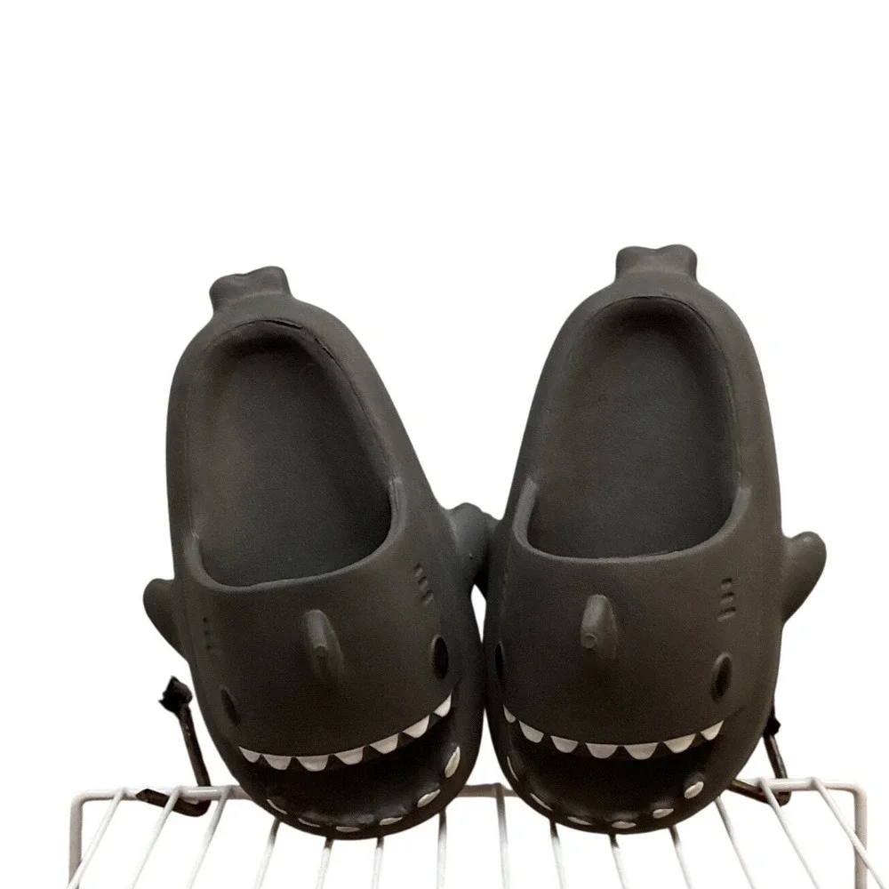 Kids Shark Slides Black Fun Novelty Slippers Beach Pool Shoes‎ Toddler Youth
